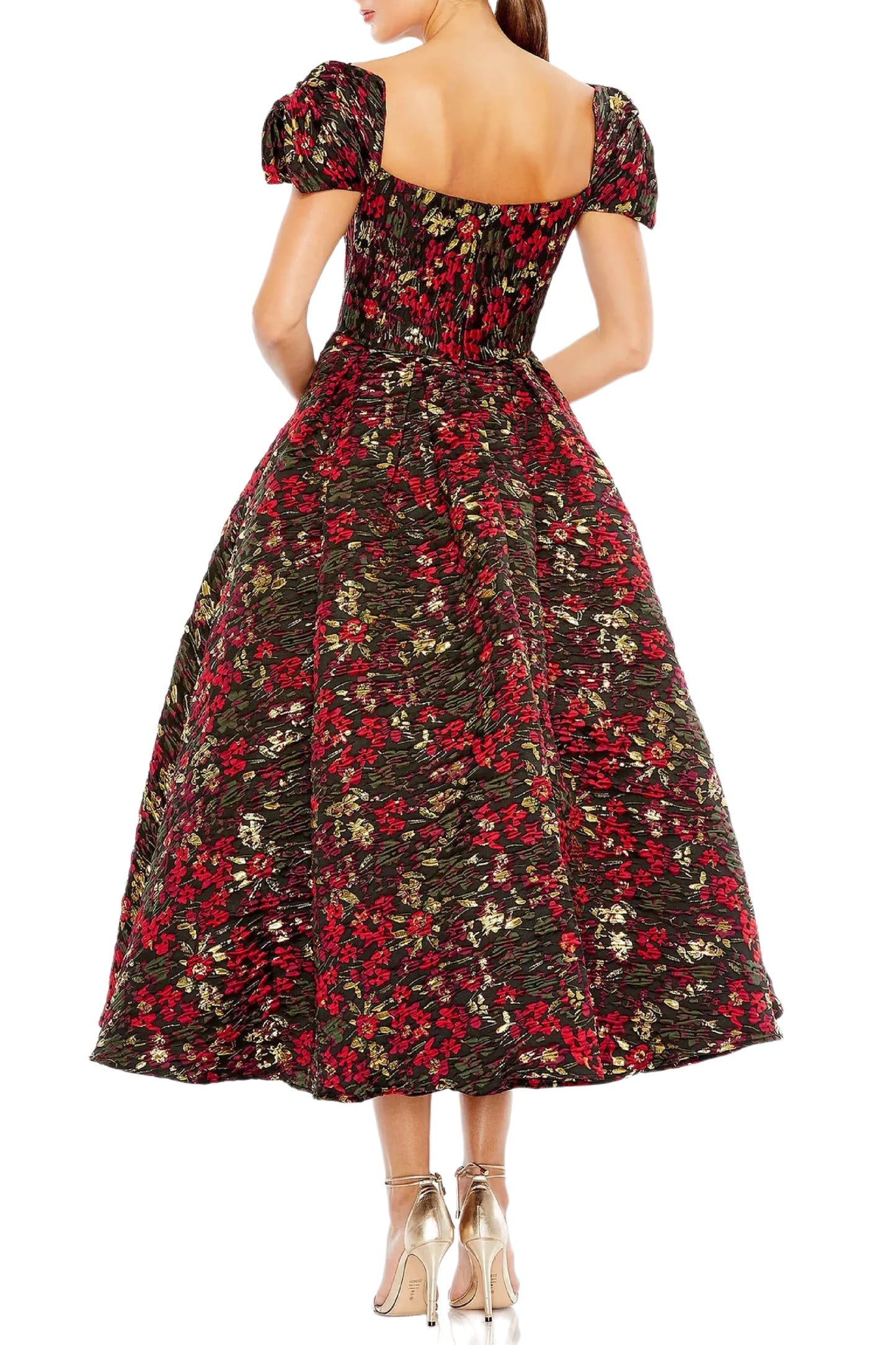 FLORAL BROCADE DRESS
