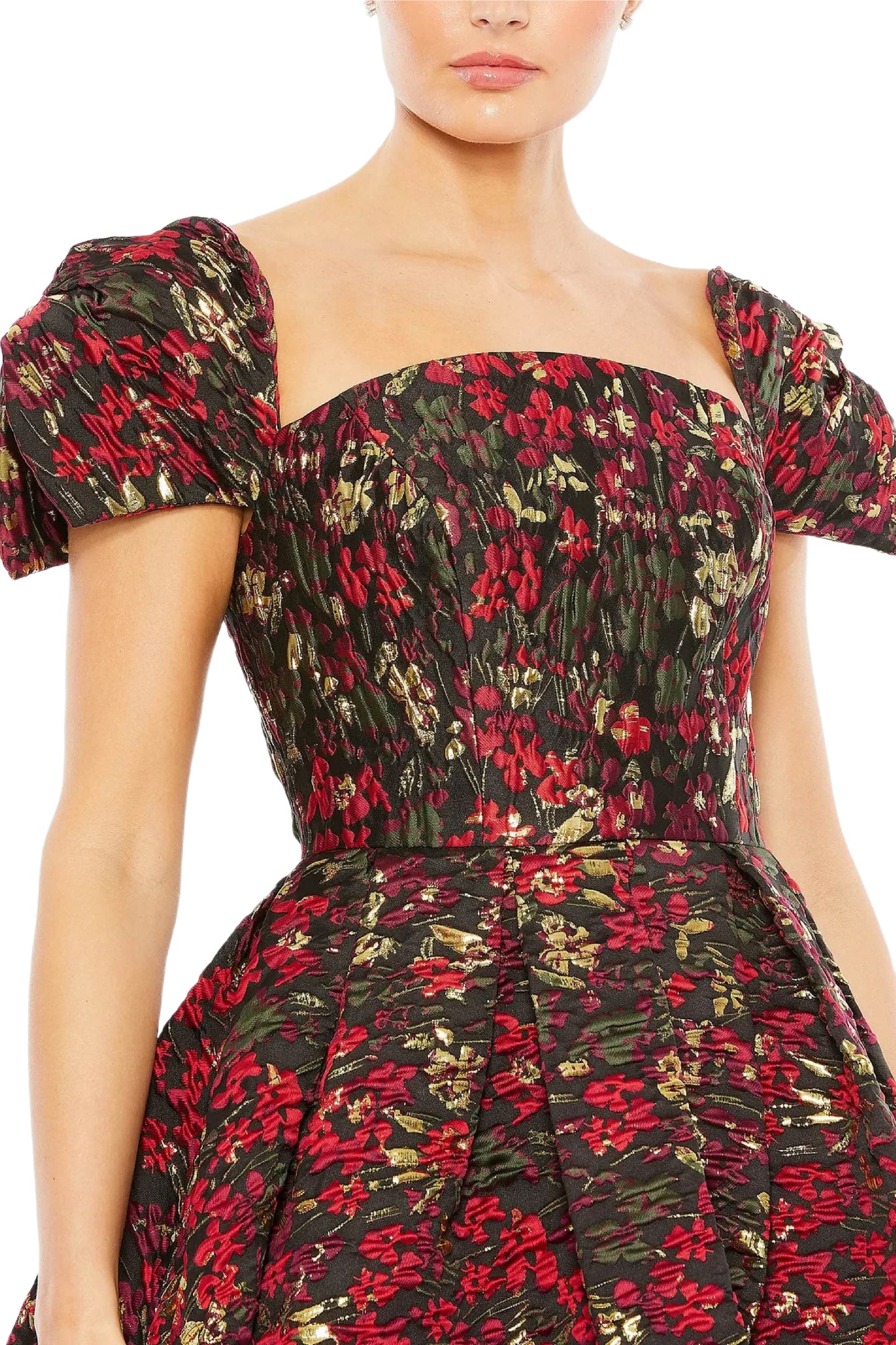 FLORAL BROCADE DRESS