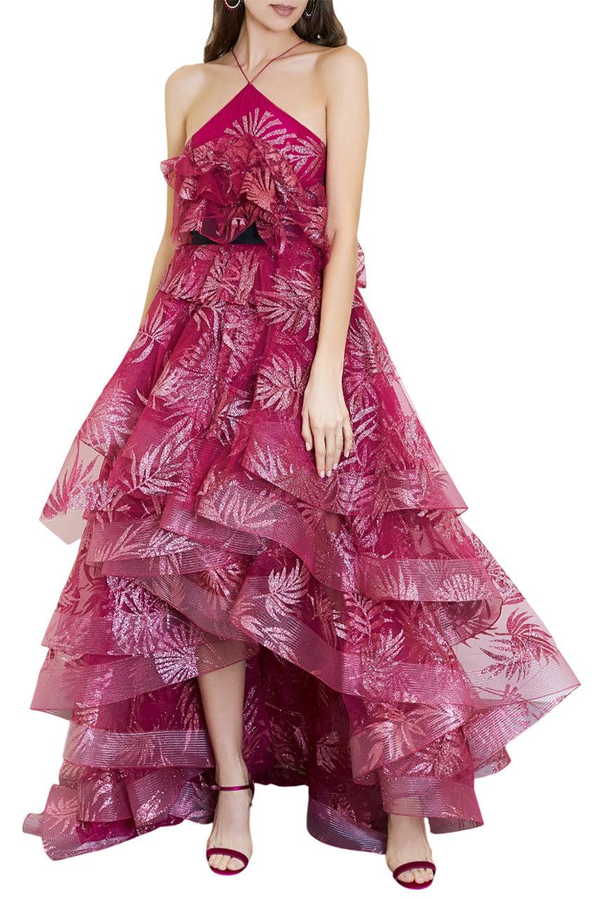 FLORAL LEAF SPARKLE GOWN