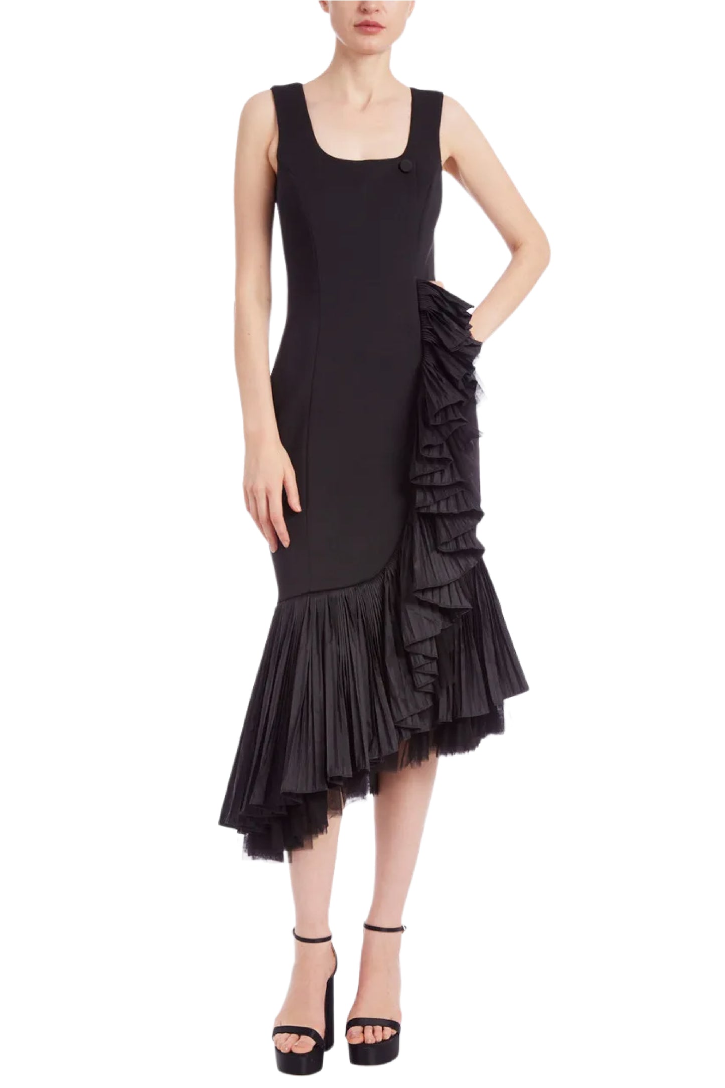 FLOUNCED TULLE HEM COCKTAIL DRESS