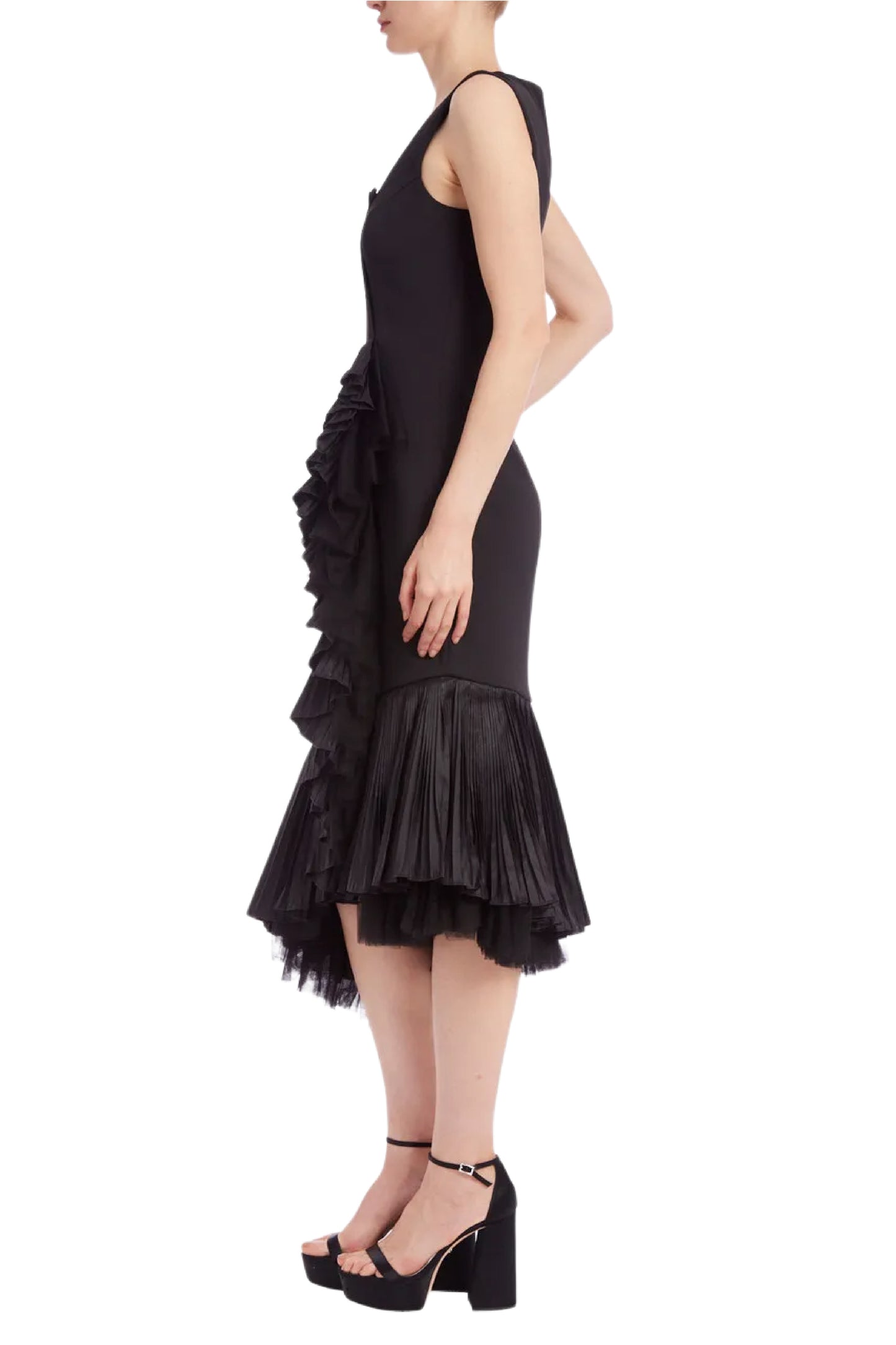 FLOUNCED TULLE HEM COCKTAIL DRESS