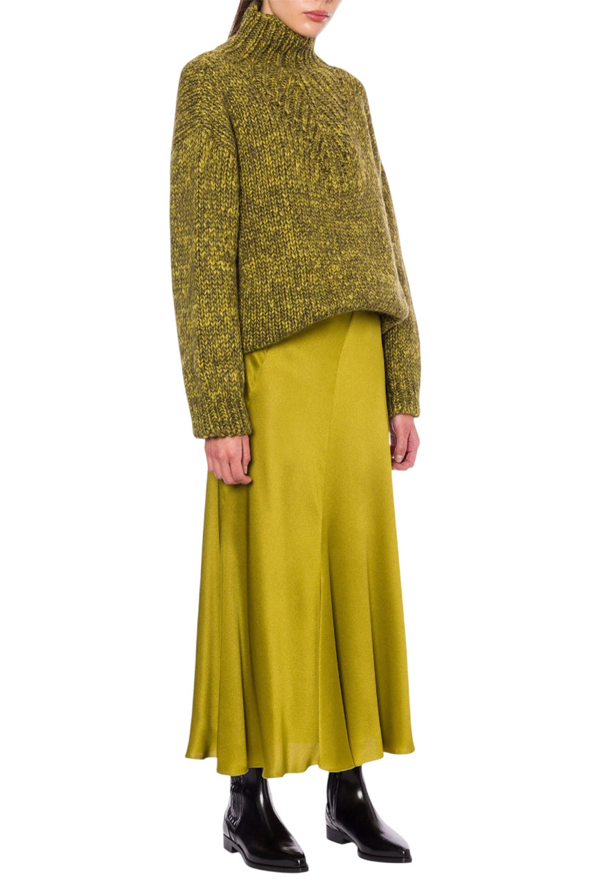 FLUTED SATIN SKIRT