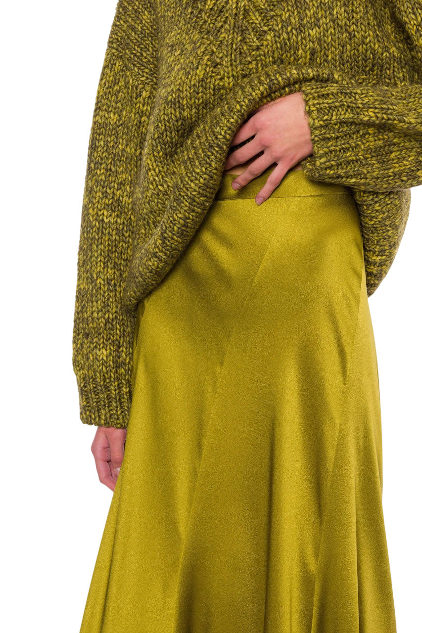 FLUTED SATIN SKIRT