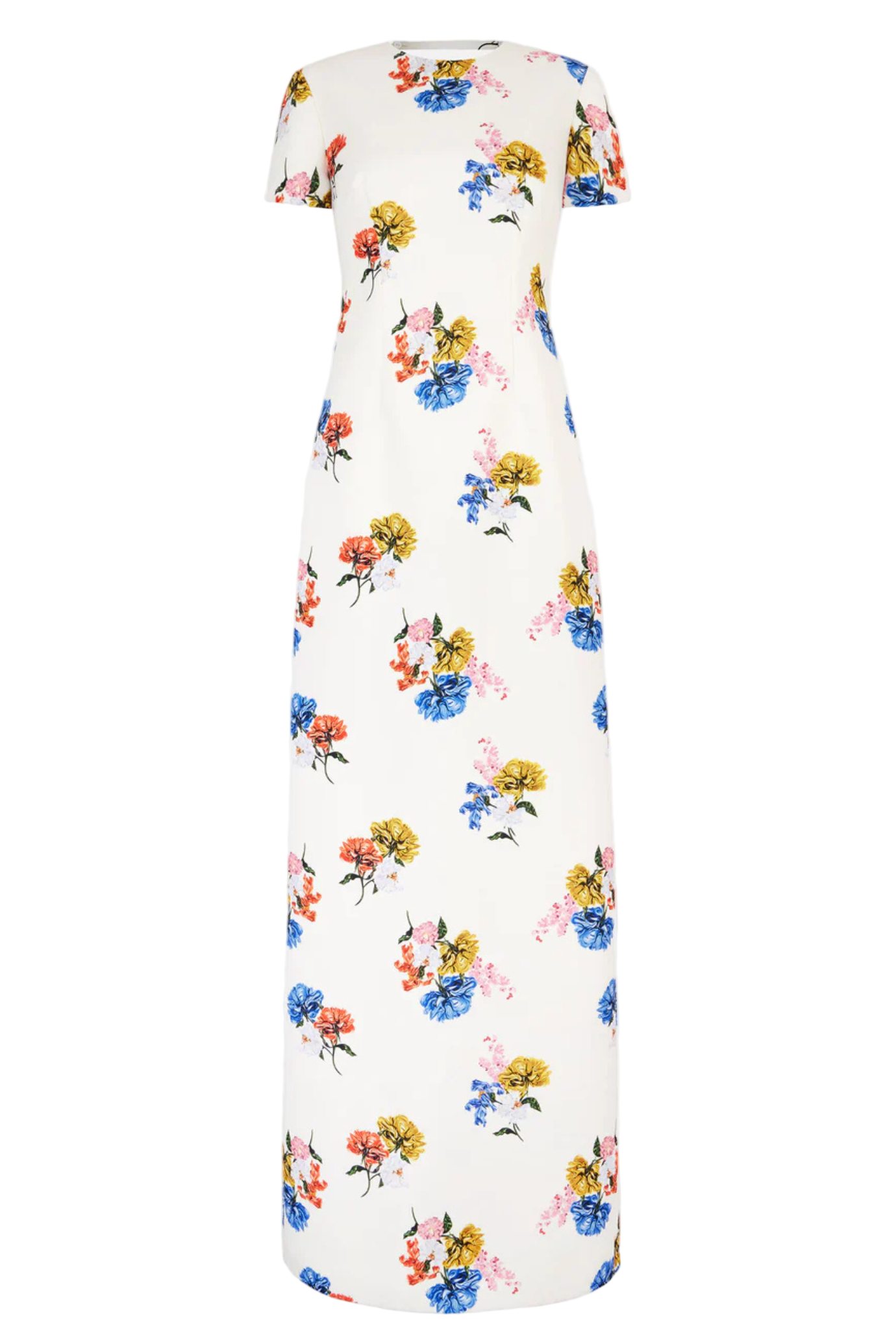 FOSETTE DRESS IN RETRO BOUQUET ON WHITE TAFFETA FAILLE