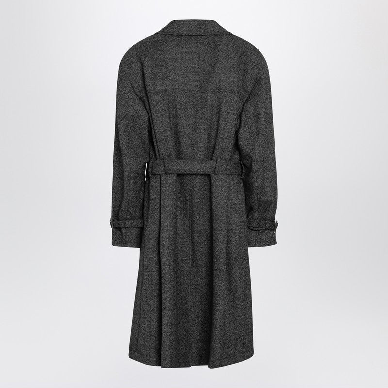 Grey wool double-breasted coat