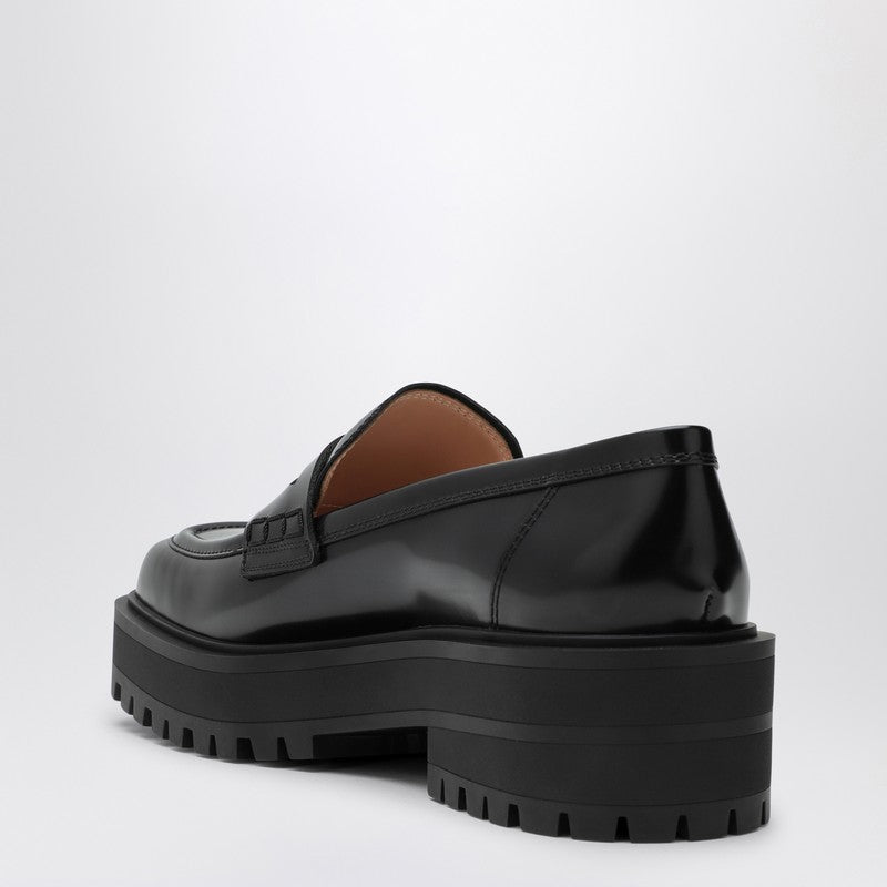 Black leather loafer