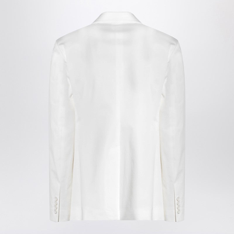 White Single-breasted Cotton Jacket