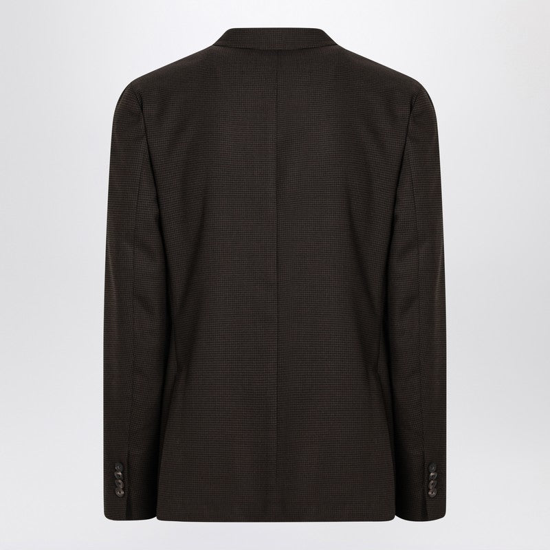 Brown Checked Double Breasted Jacket