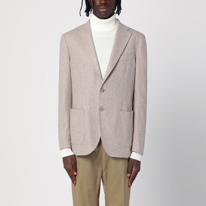 Beige Wool-blend Single-breasted Jacket