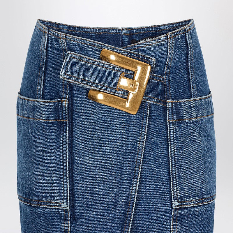 Denim skirt with belt