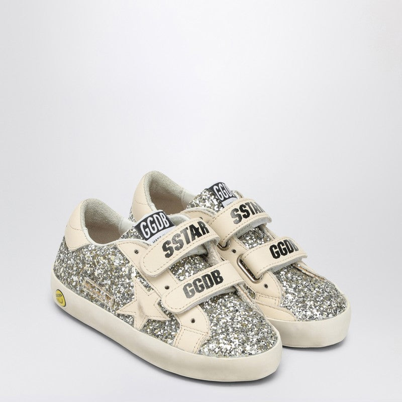 Old School Low Trainer In Platinum/cream Glitter