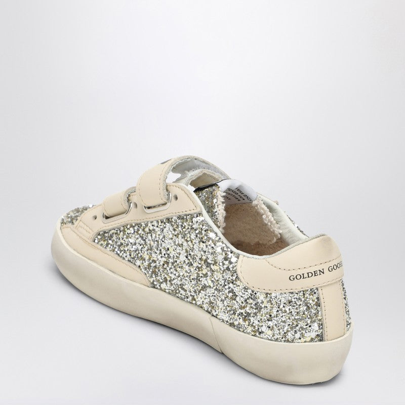 Old School Low Trainer In Platinum/cream Glitter