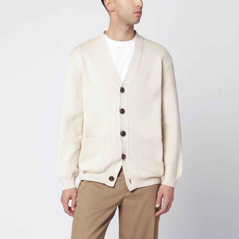 Beige cotton-blend cardigan