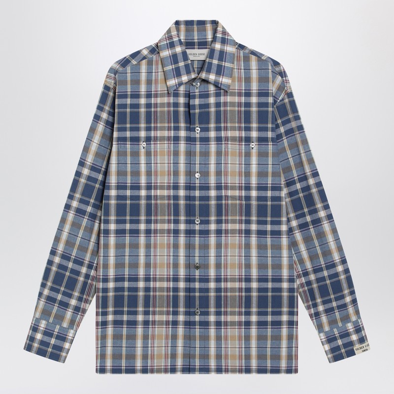 Indigo blue checked shirt