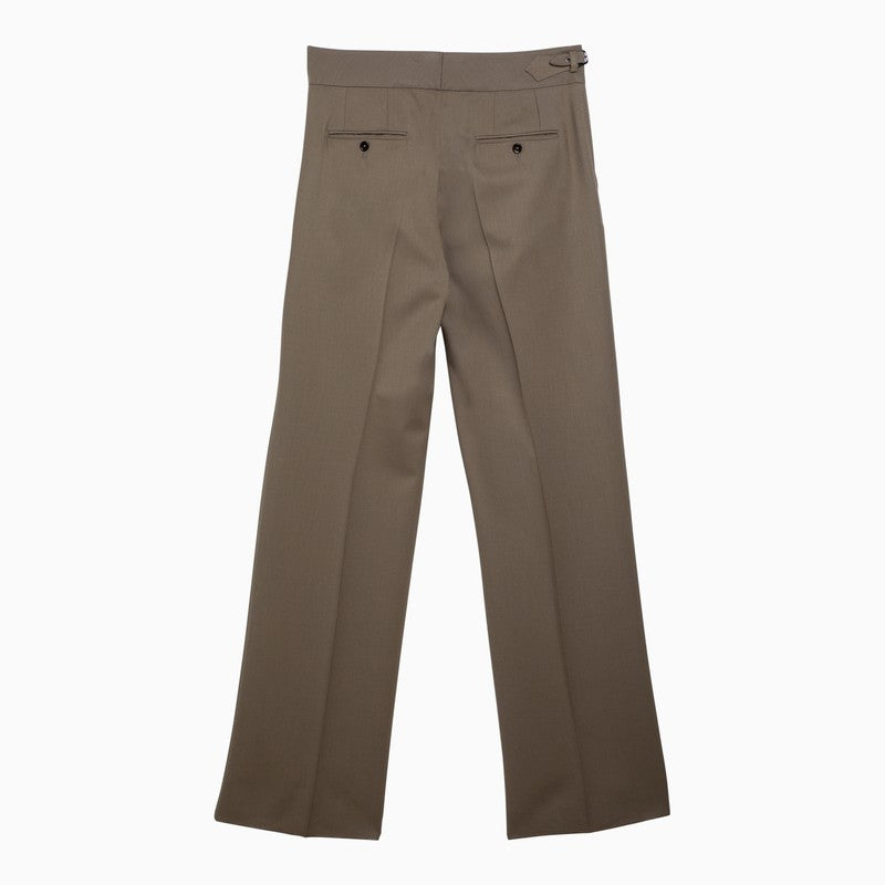 Beige Wool Tailored Trousers