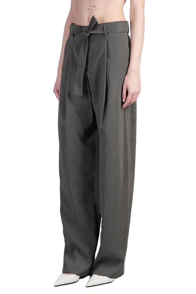 BELTED WAIST PLEAT DETAILED TROUSERS