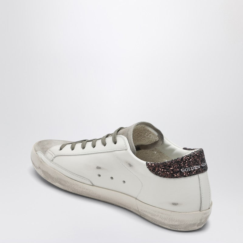 Super-star sneaker milk white/brown glitter