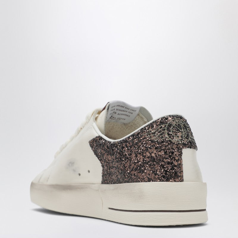 Stardan sneaker in white leather and brown glitter