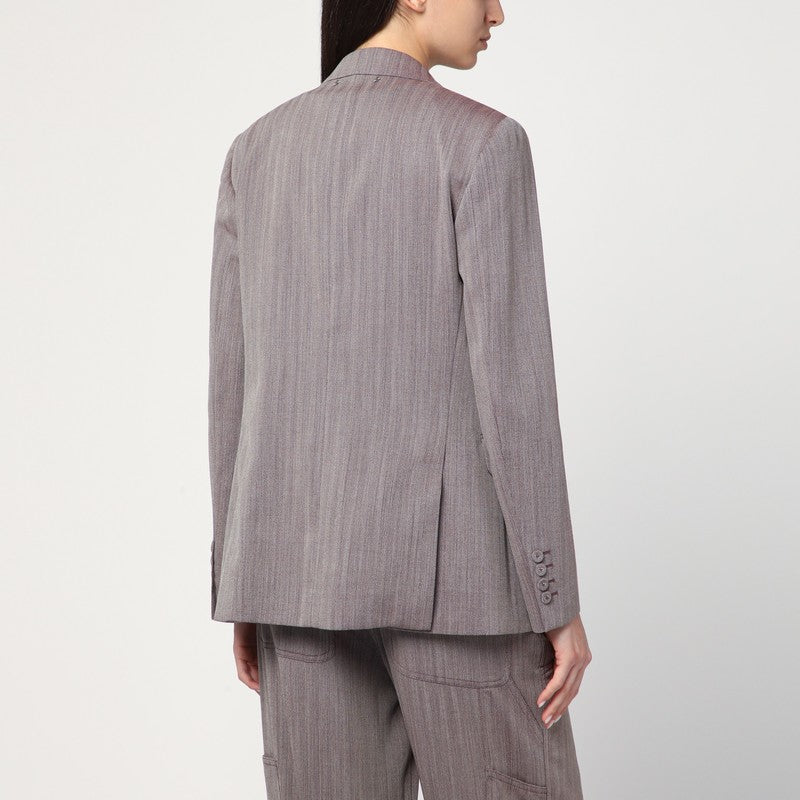 Light brown double-breasted jacket in chevron wool blend