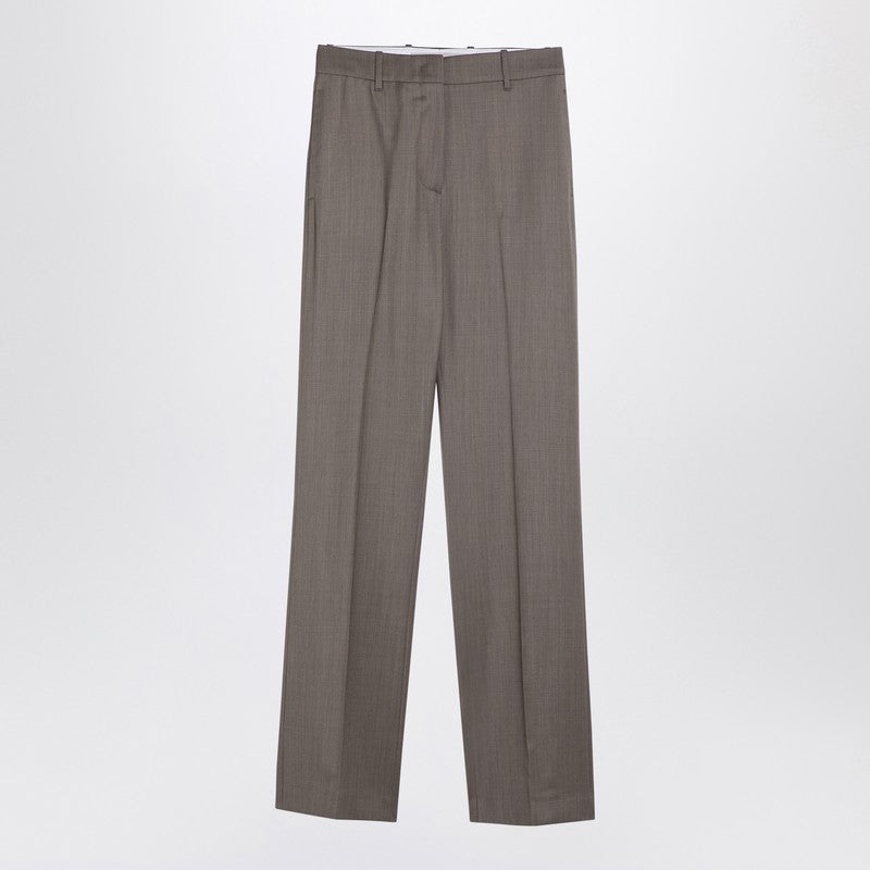 Light Grey Wool Trousers With Darts