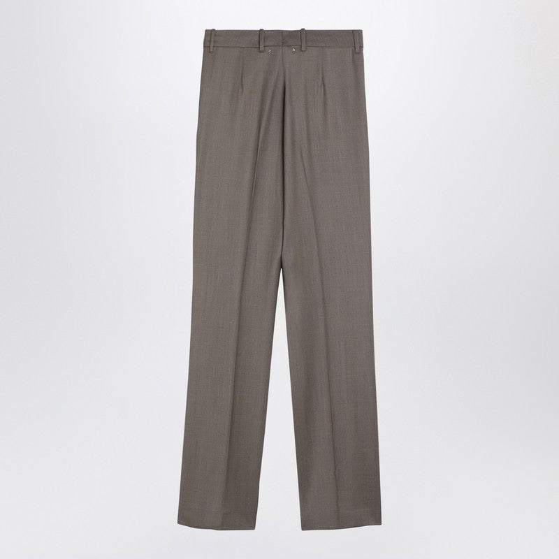 Light Grey Wool Trousers With Darts