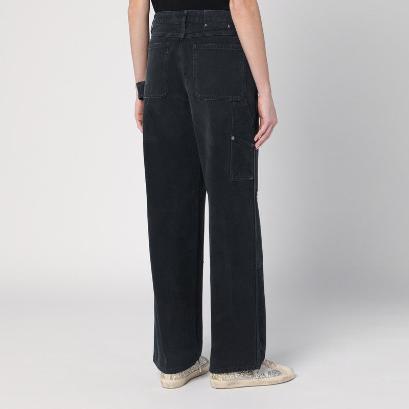 Wide Black Trousers In Denim