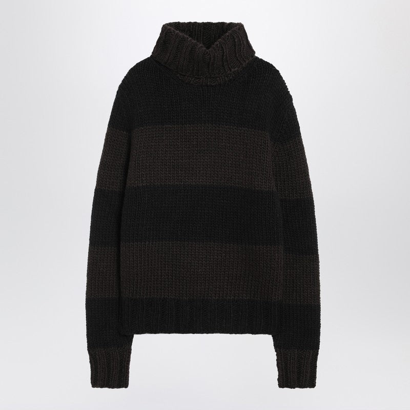 Striped wool-blend turtleneck sweater