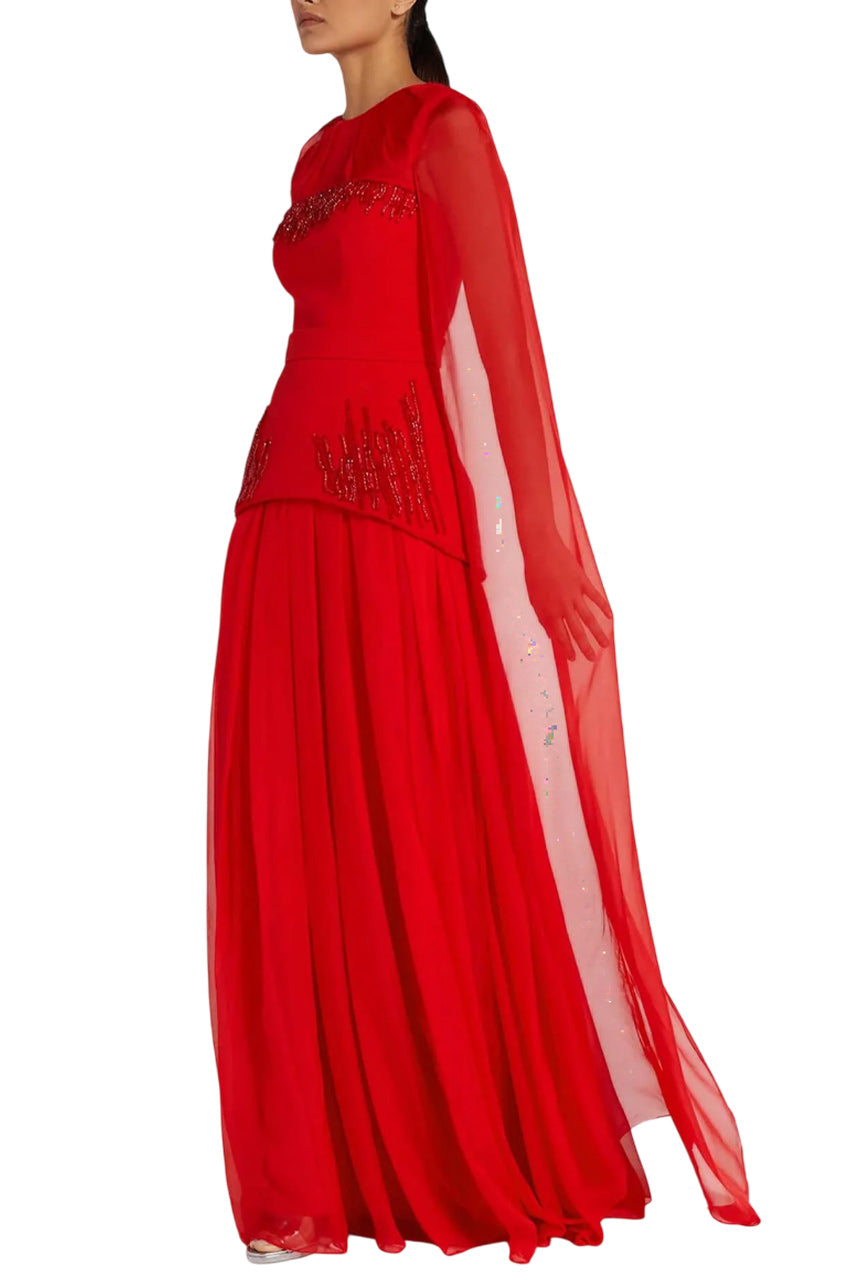 GLORIA CHERRY RED LONG DRESS