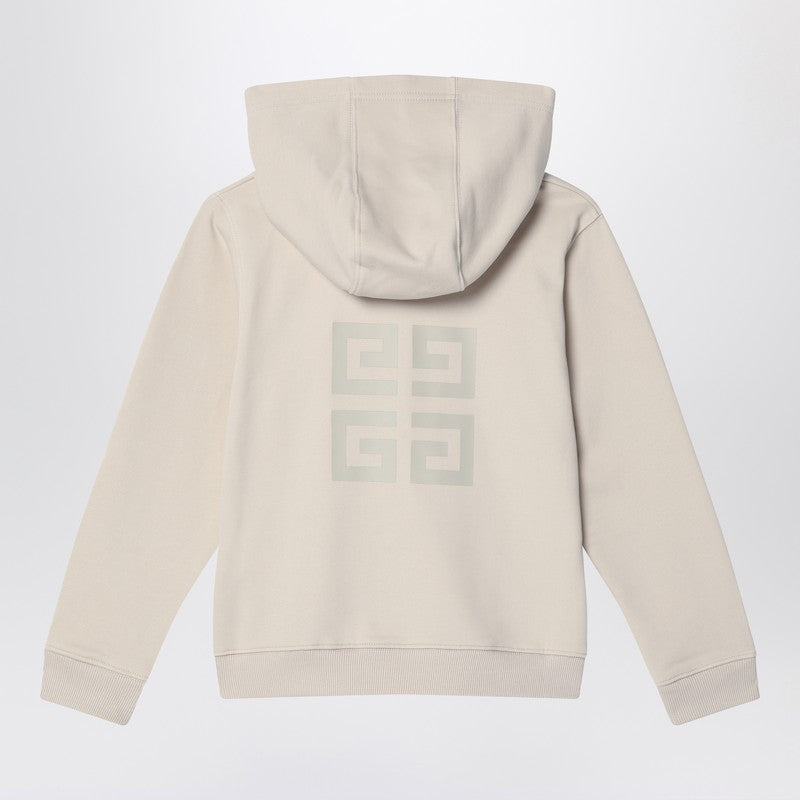 Cream-colored Zip-up Sweatshirt With Logo