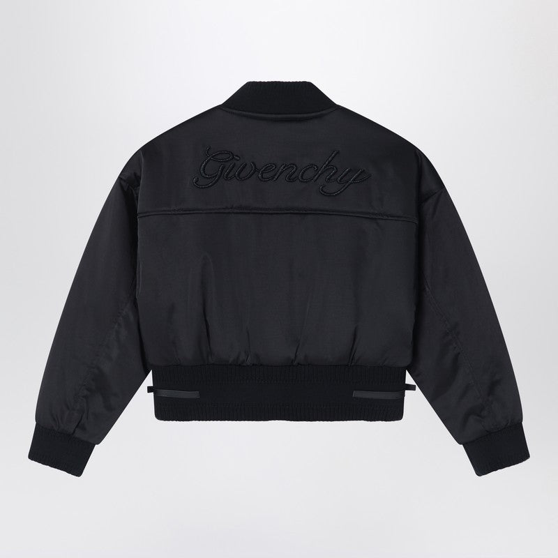 Black Bomber Jacket In Cotton Blend