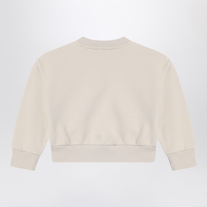 Cream-colored Cropped Sweatshirt With Logo