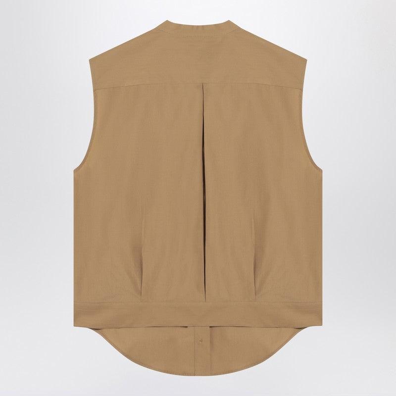 Sleeveless Shirt In Sand Colour