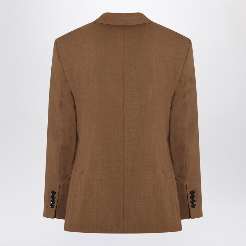 Hazelnut single-breasted wool jacket