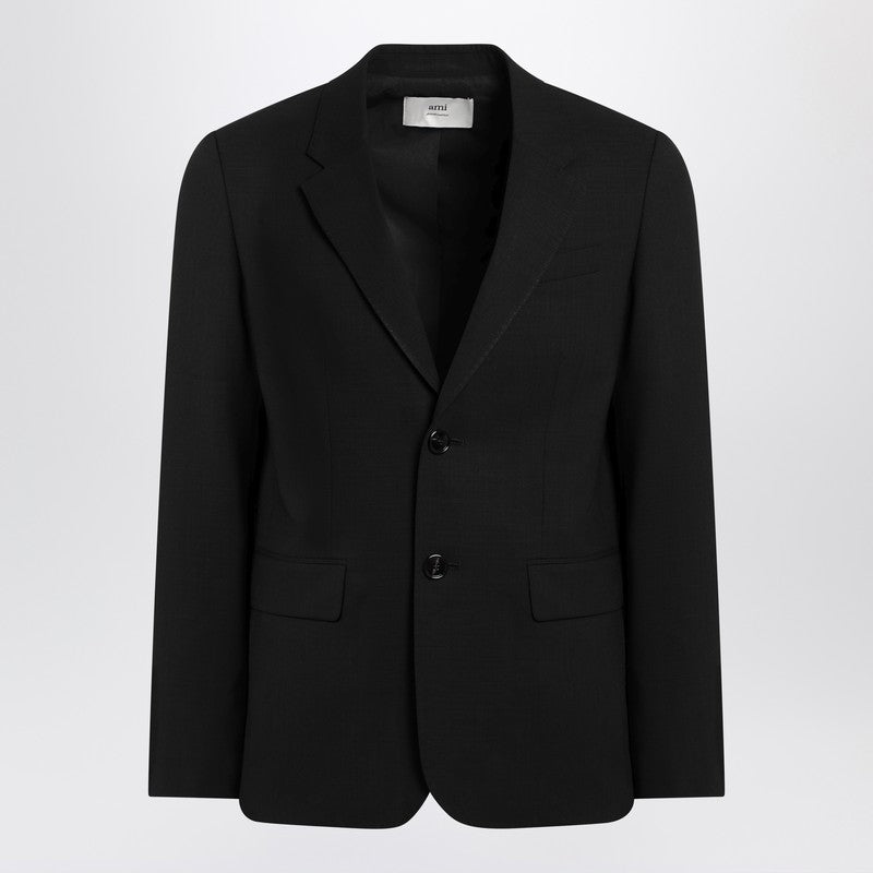 Single-Breasted Jacket Black Wool