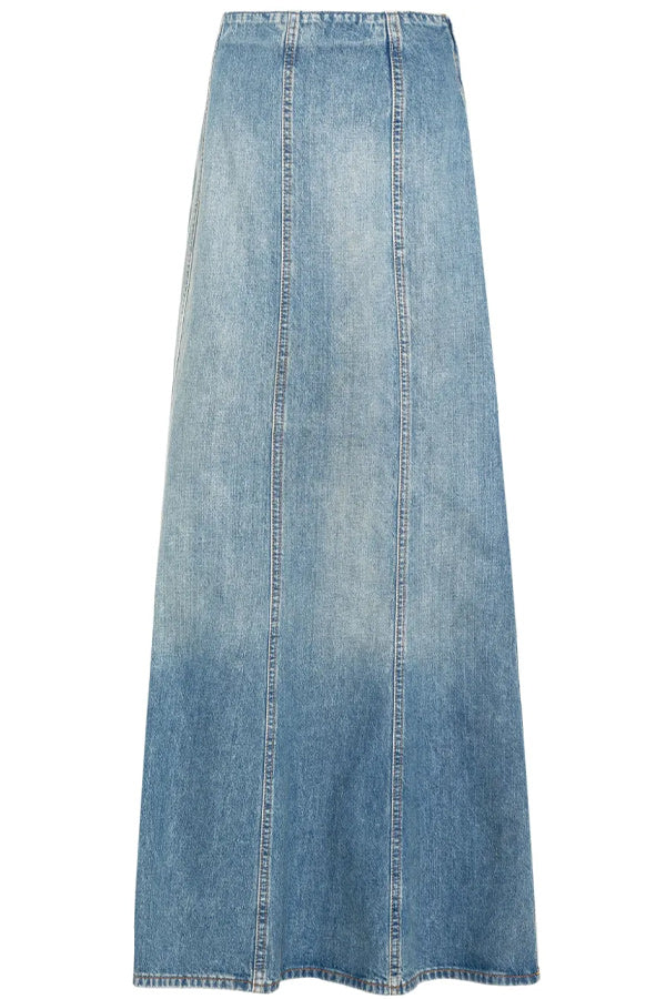 Seamed Denim Midi Skirt