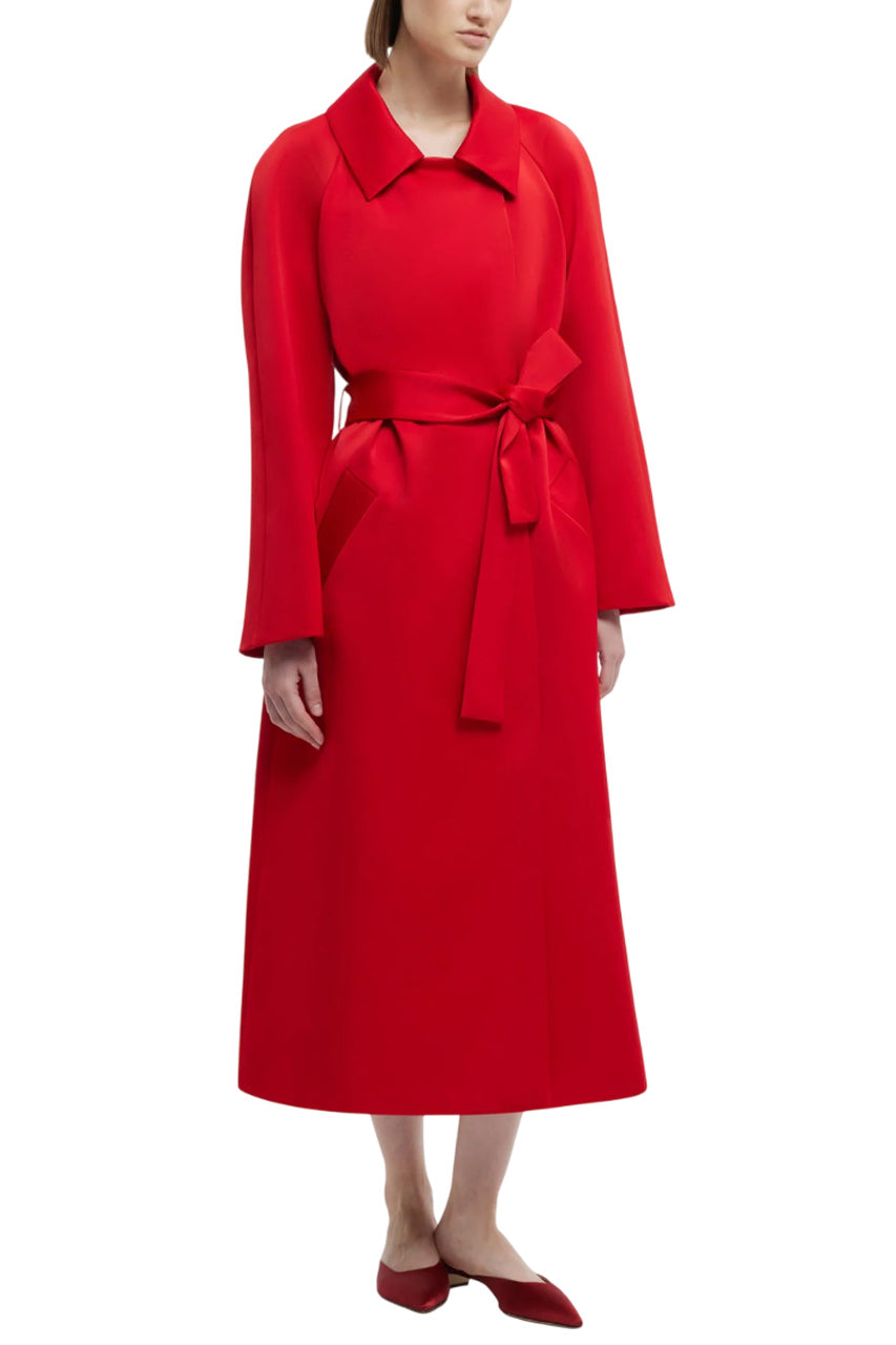 HASINA COAT IN BRIGHT RED DOPPIO SATIN