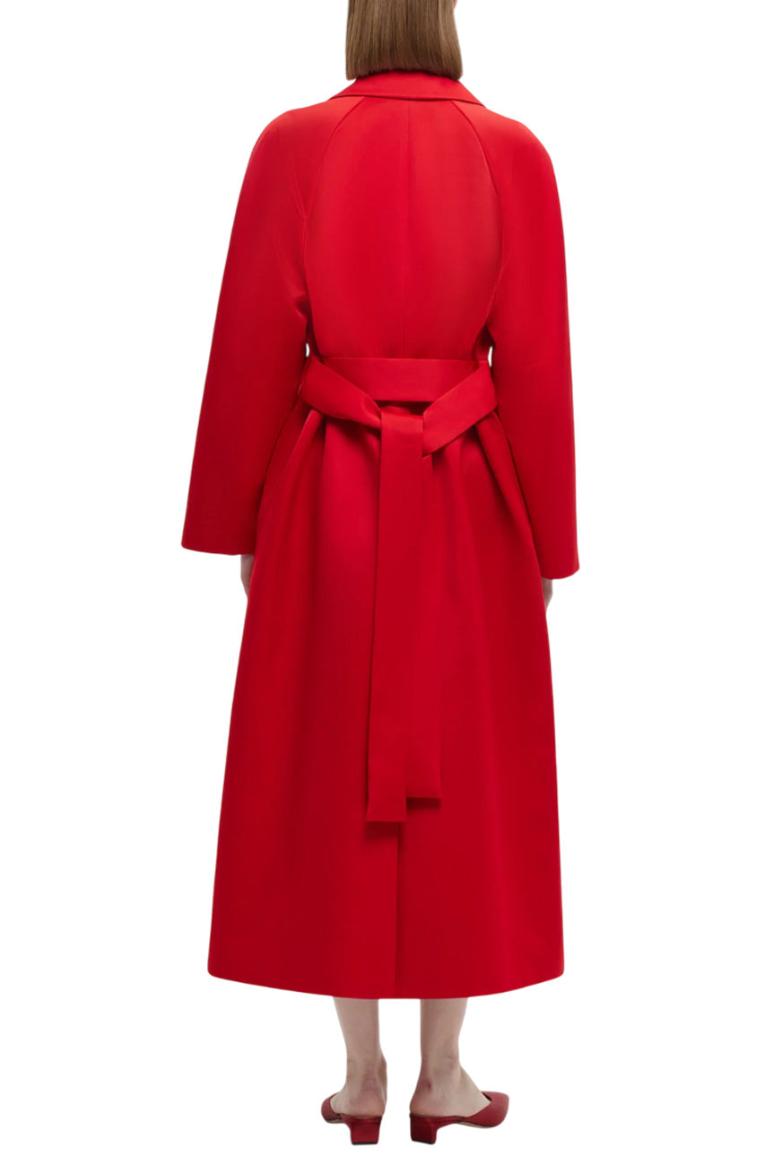HASINA COAT IN BRIGHT RED DOPPIO SATIN