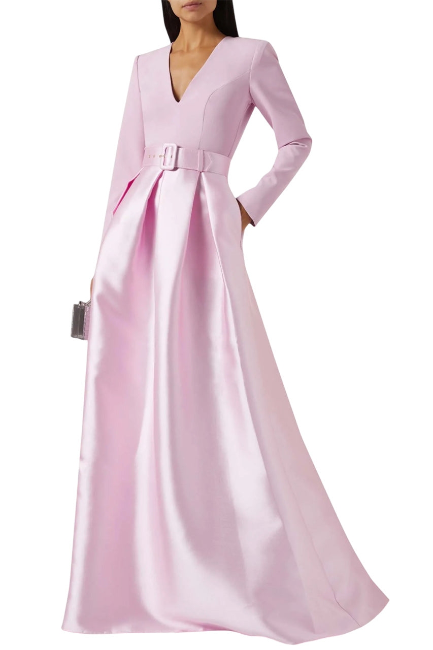 IVY SOFT CREPE AND MIKADO LONG DRESS