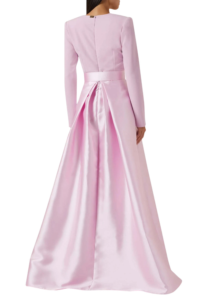 IVY SOFT CREPE AND MIKADO LONG DRESS