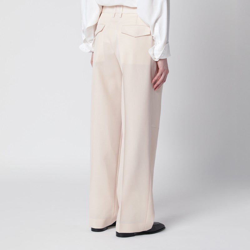 Ivory wool gabardine trousers