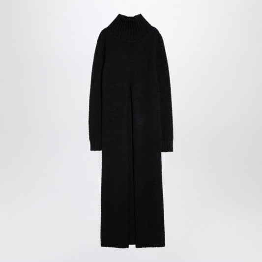 Long Black Alpaca Turtleneck Dress