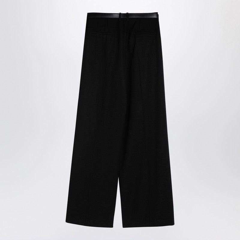Black Wide Trousers With Belt