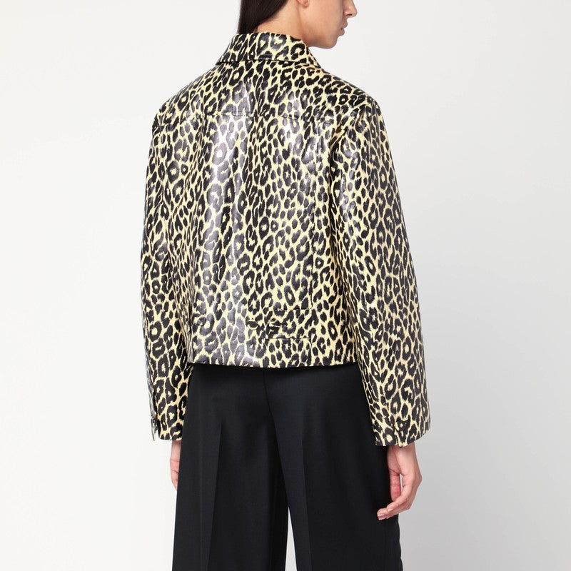 Leopard print jacket in coated fabric