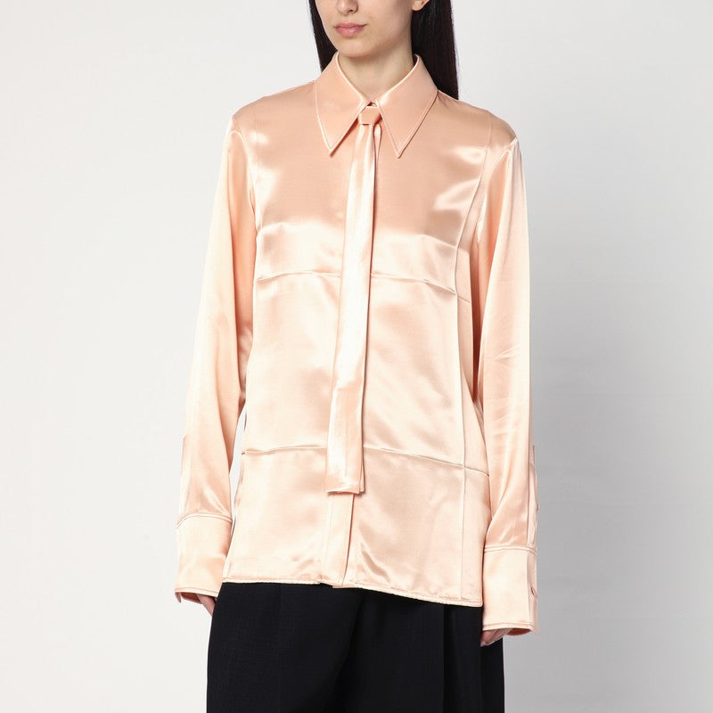 Shirt with pink tie in shiny viscose blend