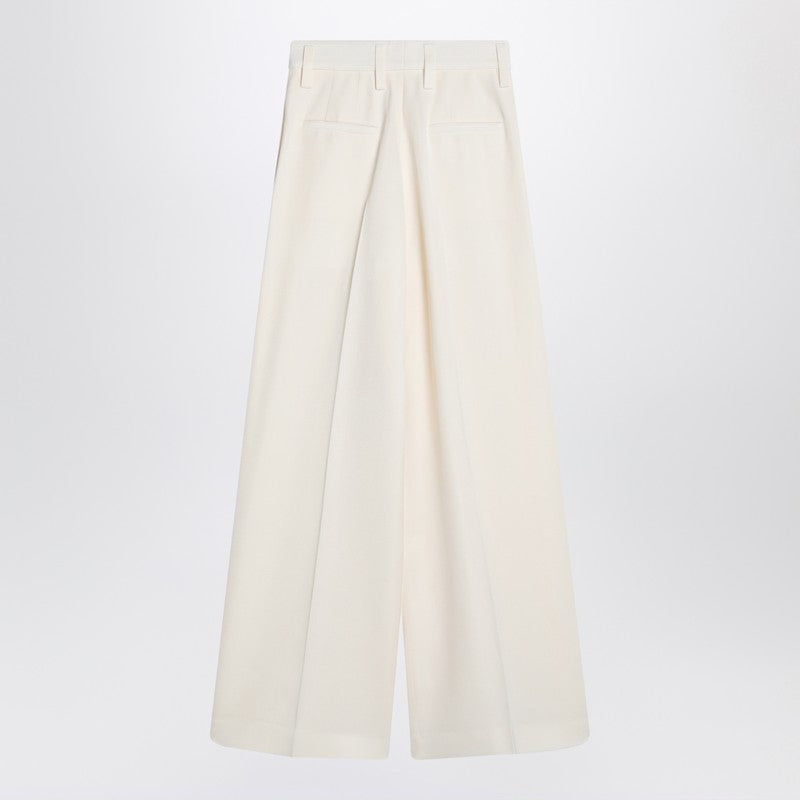 Wide cream trousers in silk blend