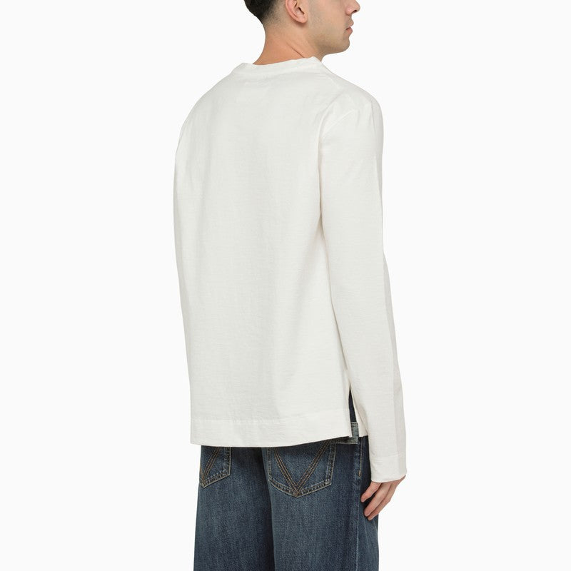 White cotton crew-neck sweater
