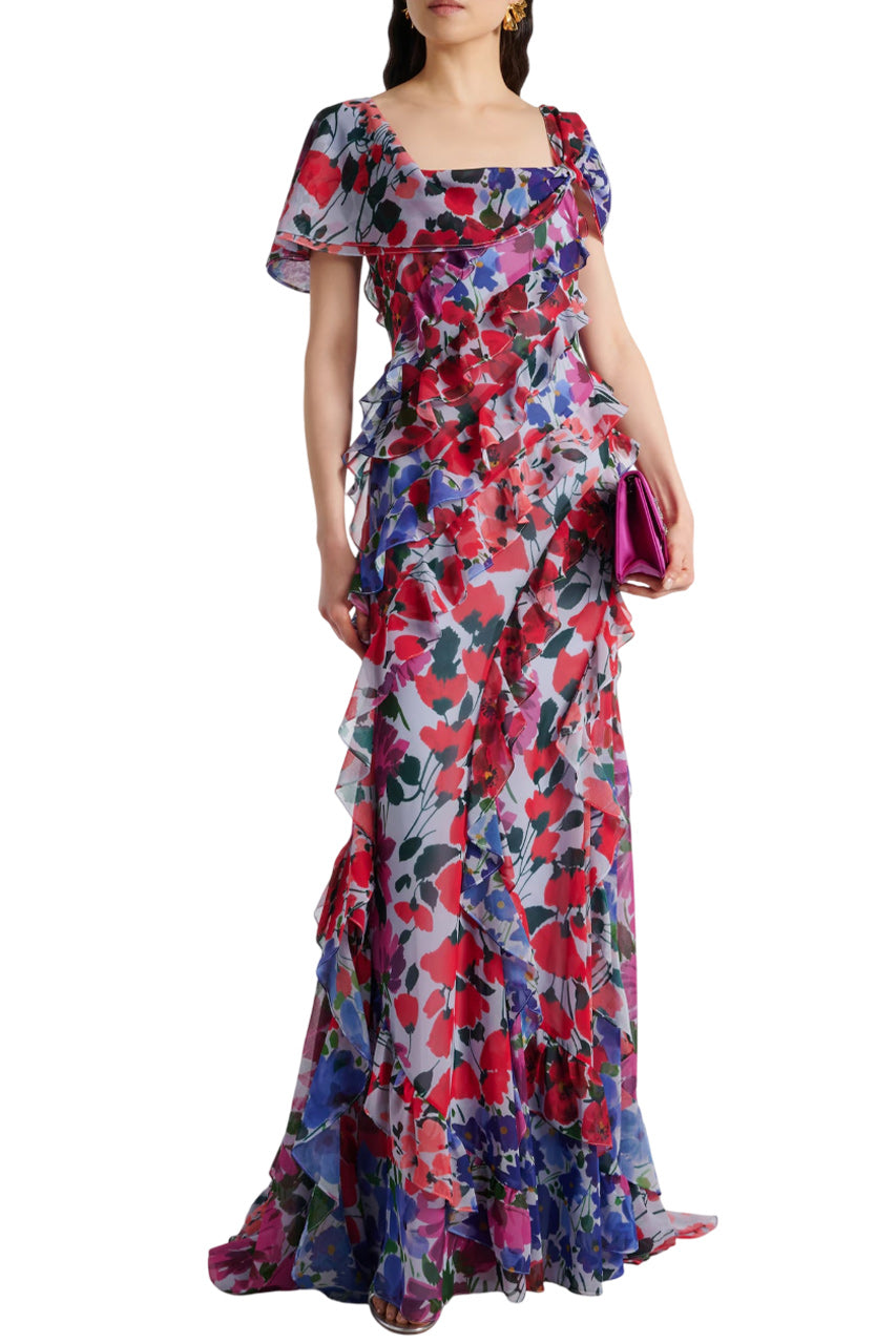 JARDIN PRINT ONE SHOULDER GOWN
