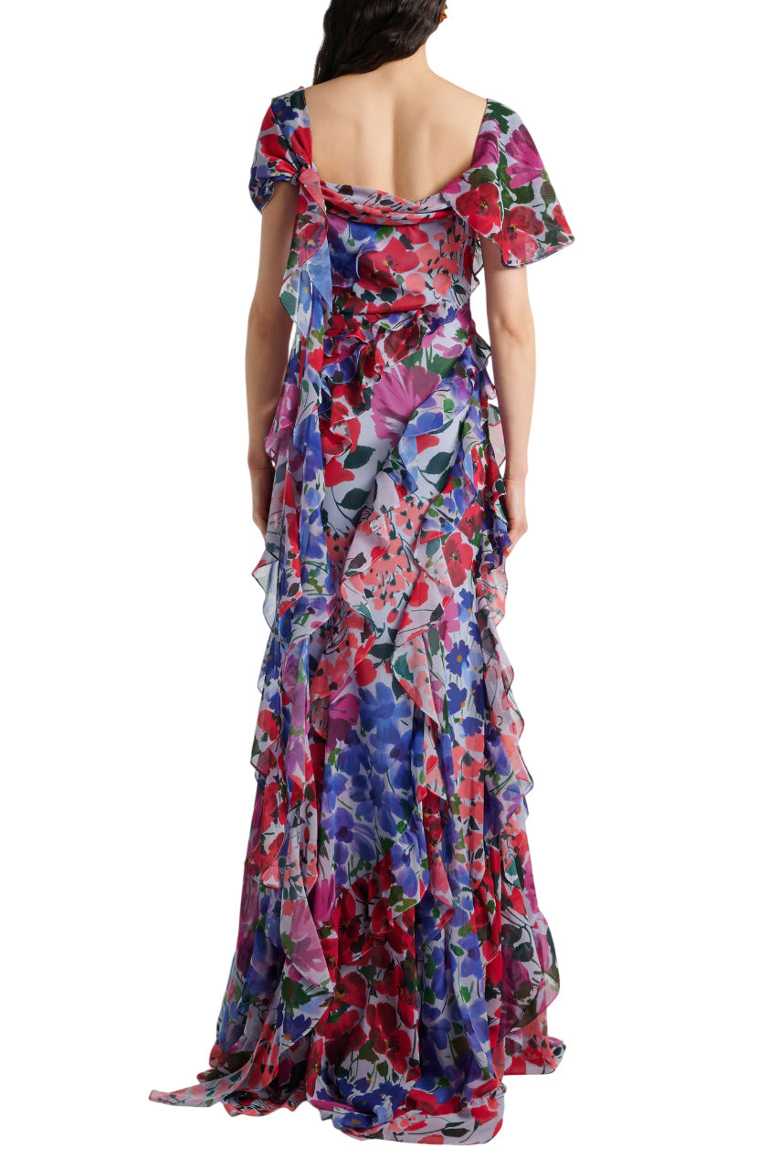 JARDIN PRINT ONE SHOULDER GOWN