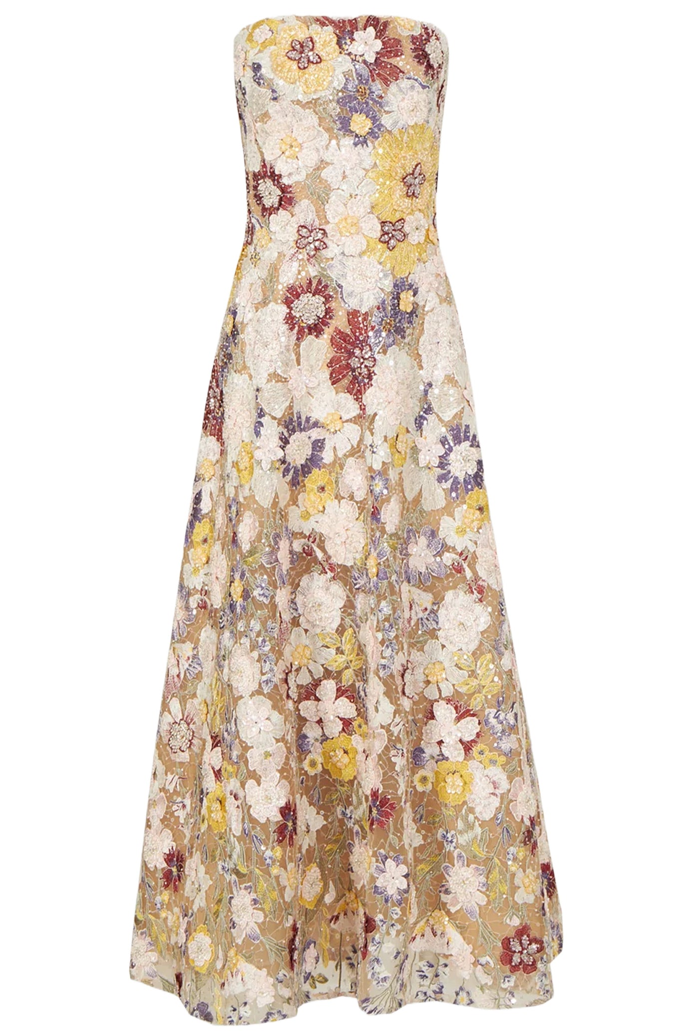 JASSA EMBROIDERED STRAPLESS DRESS