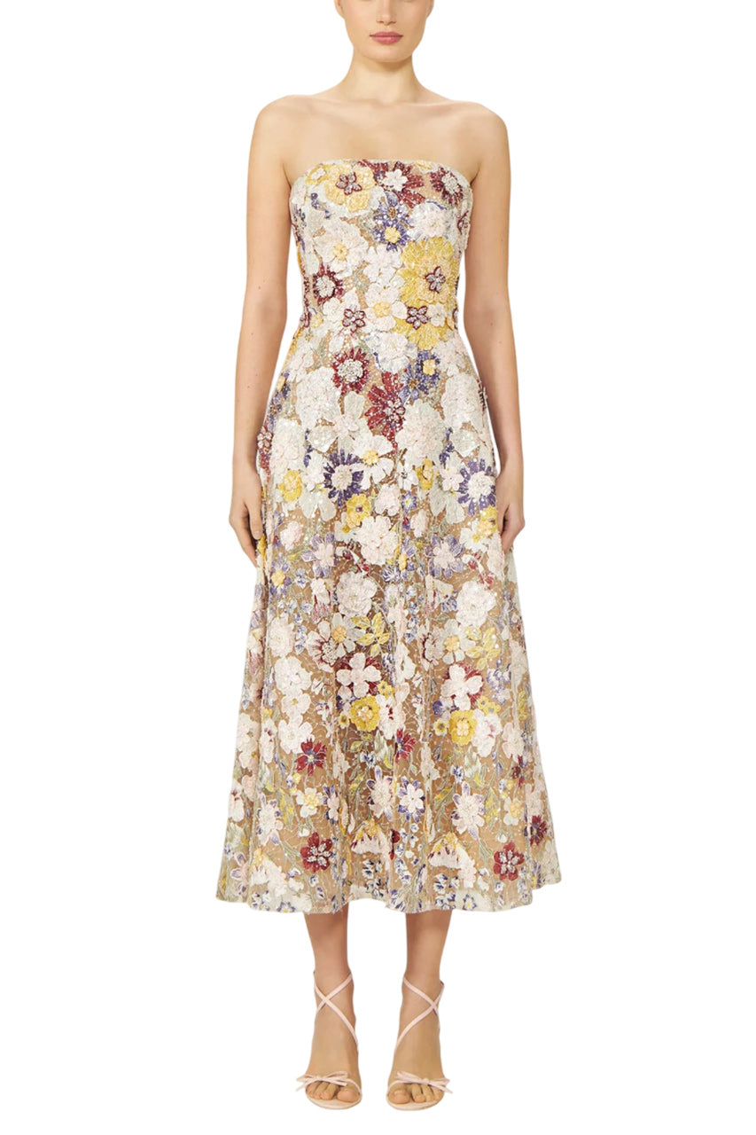 JASSA EMBROIDERED STRAPLESS DRESS